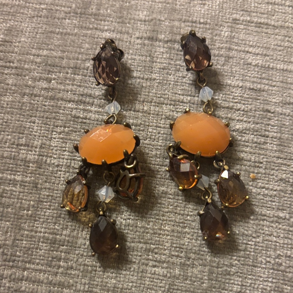 Chic Orange and Brown Dangle Earrings